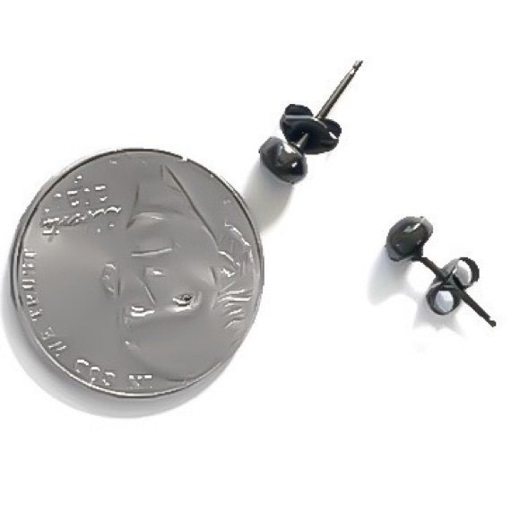 Oxidized Black 925 Sterling Silver 4MM Genuine Flash Labradorite Stud Earrings - Picture 4 of 10